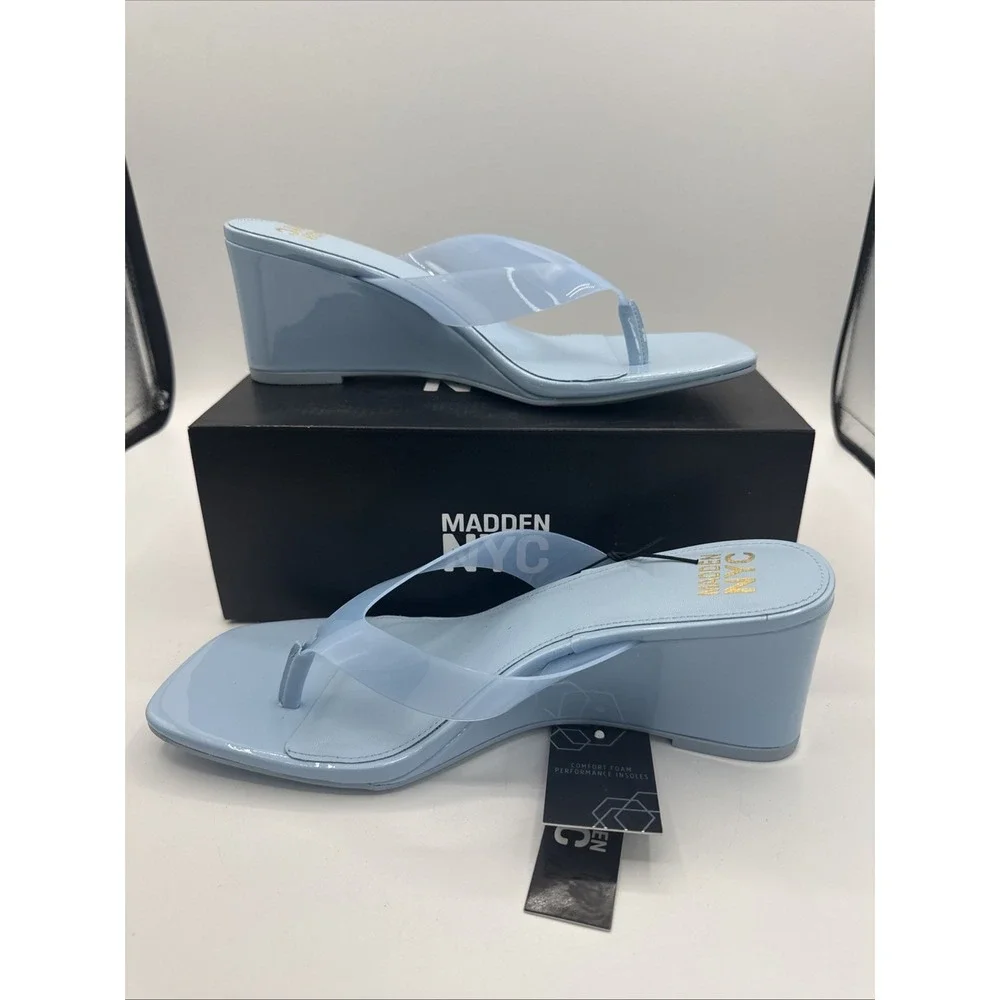 Steve Madden Women's Light Blue Lucite Raised Comfort Sandals Size 11  NIB